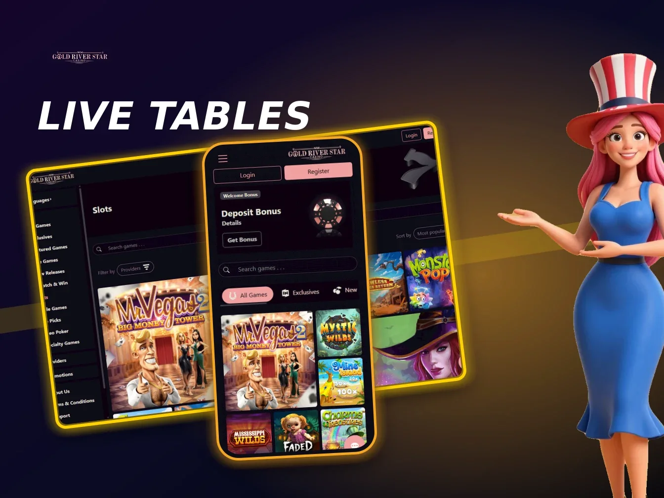 Gold River Star Casino games lobby on desktop