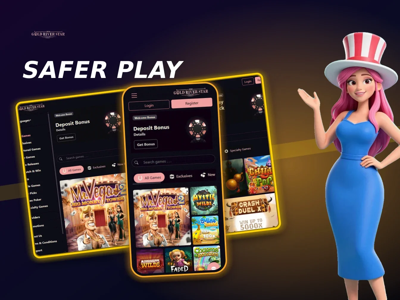 Gold River Star Casino home screen on desktop
