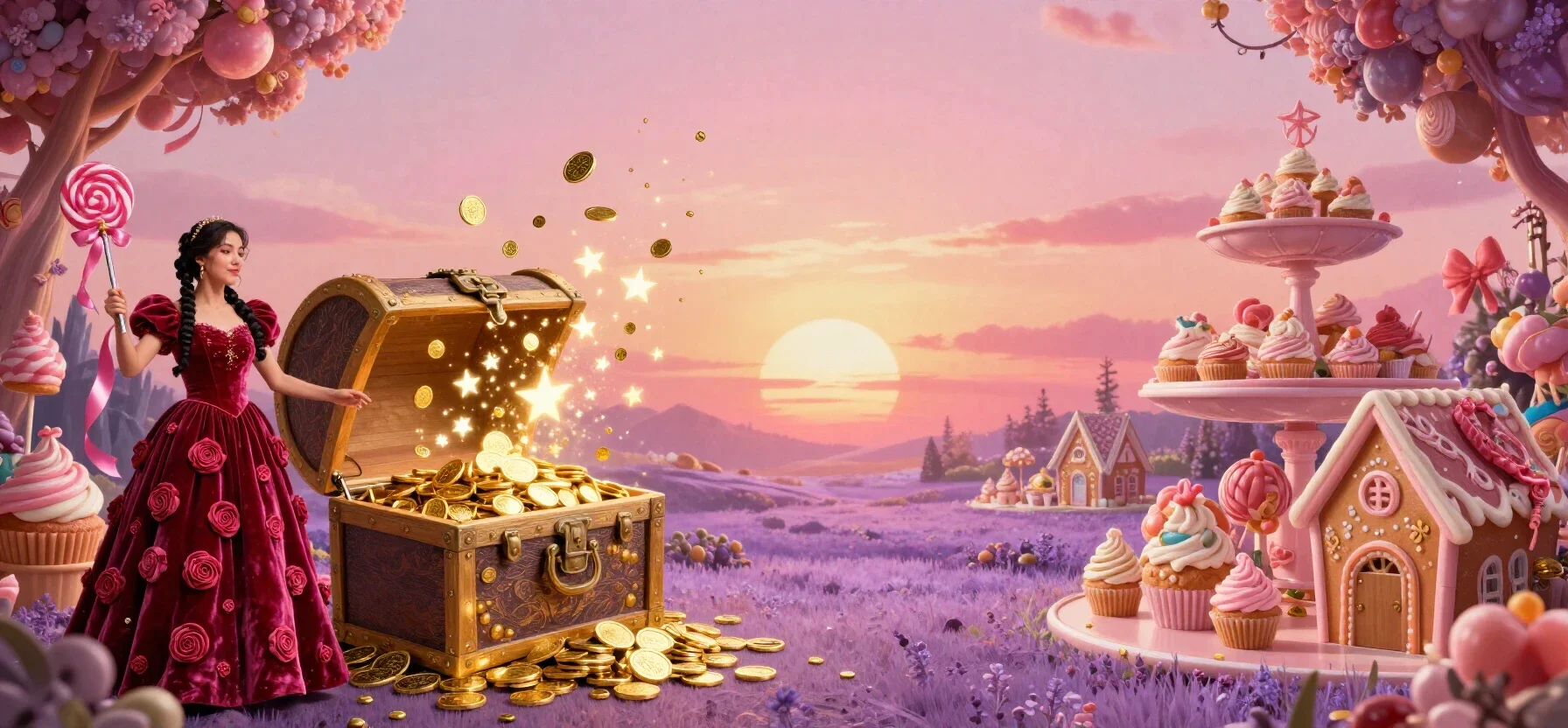 Gold River Star Casino welcome bonus shown as an open treasure chest spilling gold coins.